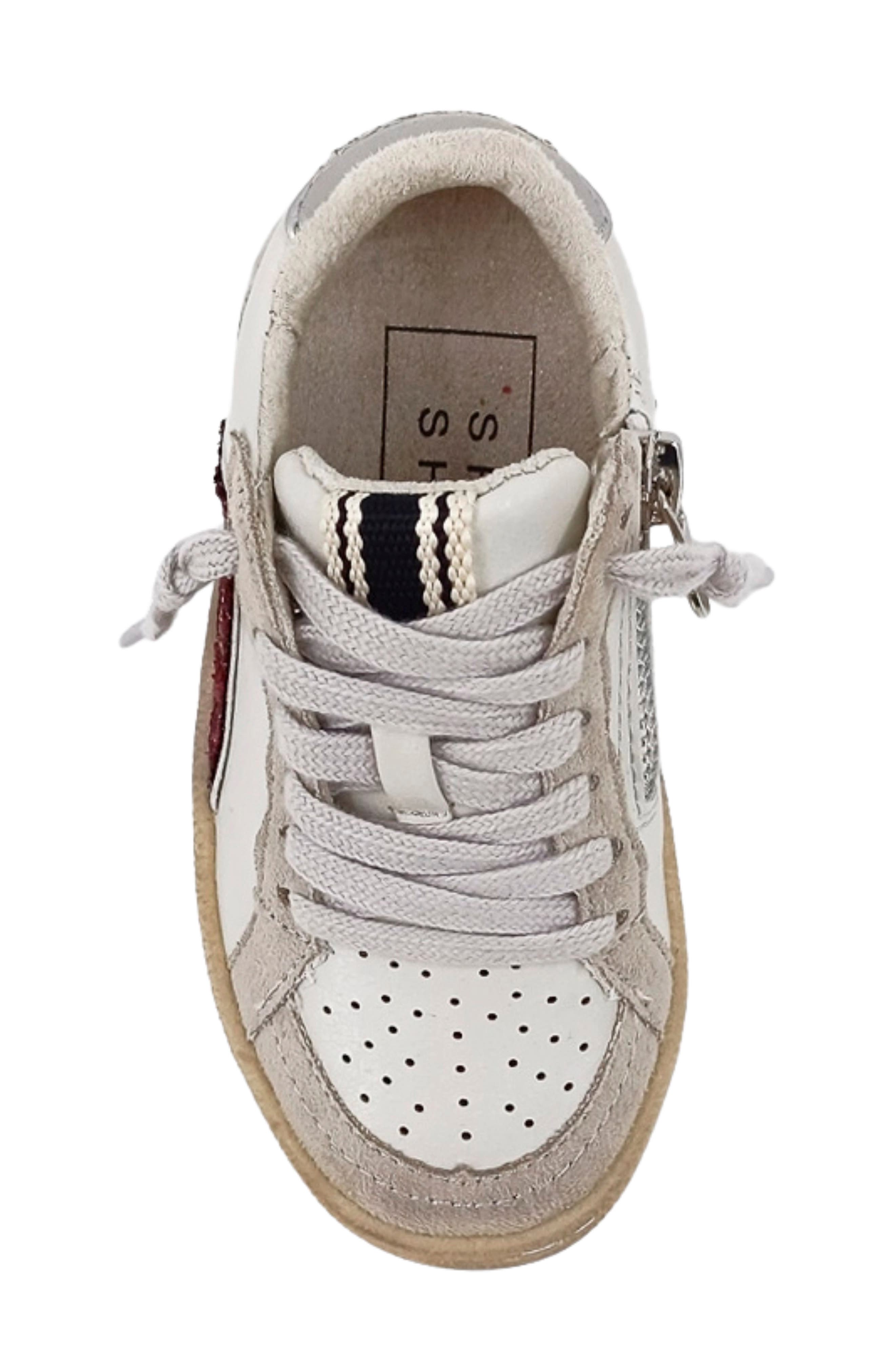 SHUSHOP Kids' Salma Sneaker, Alternate, color, Dark Red Glitter