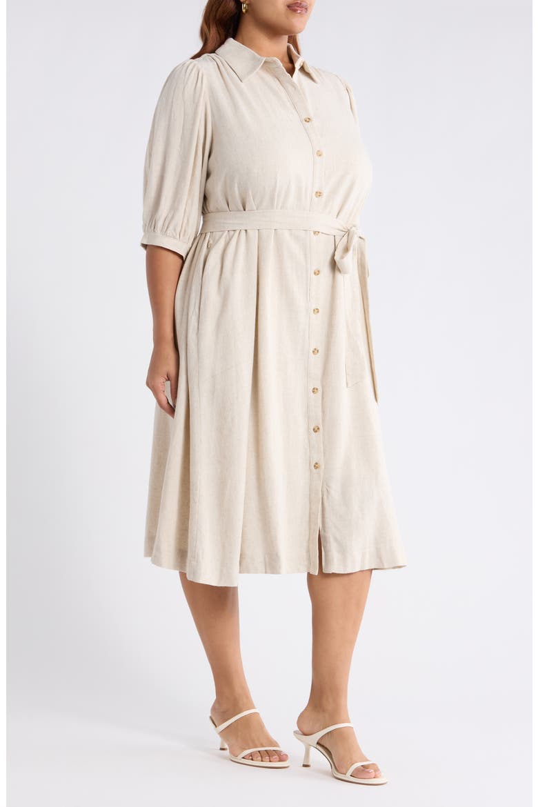 Vienna Tie Waist Shirtdress, Alternate, color, NATURAL