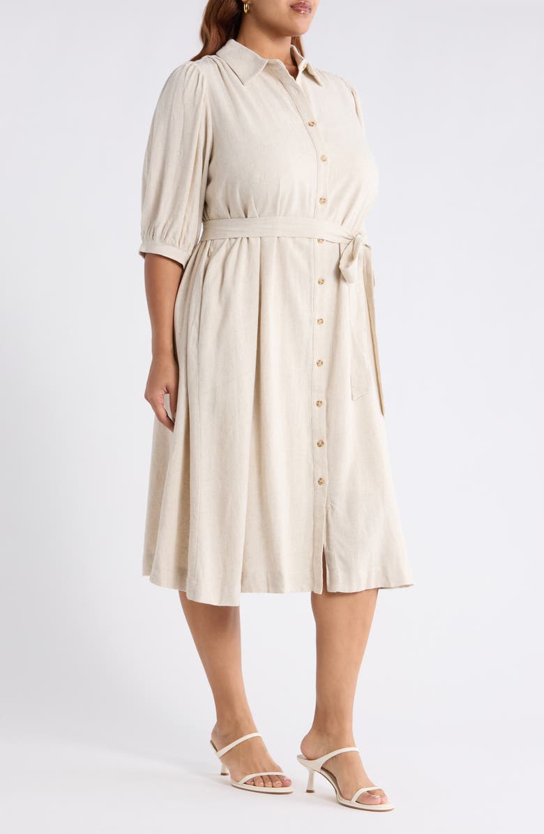 SUGARLIPS Vienna Tie Waist Shirtdress, Alternate, color, Natural
