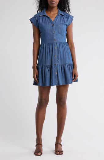 Tommy Hilfiger Tiered Chambray Shirtdress