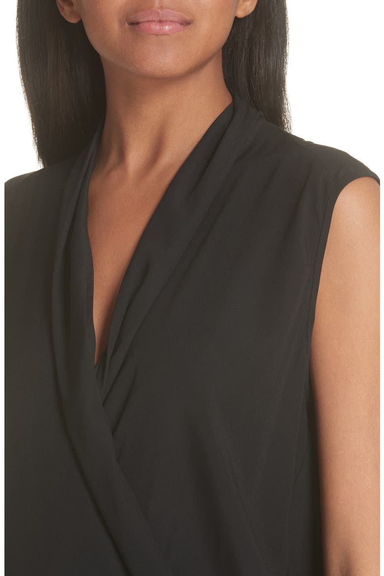 Surplice Stretch Silk Blouse, Alternate, color, BLACK