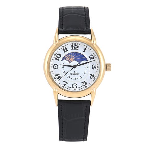 Sun Moon Vintage Leather Strap Watch - 40MM