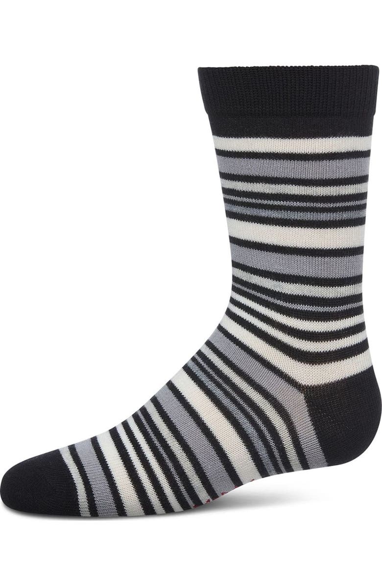 MeMoi Multi-Stripe Gauge Crew Sock, Main, color, Black