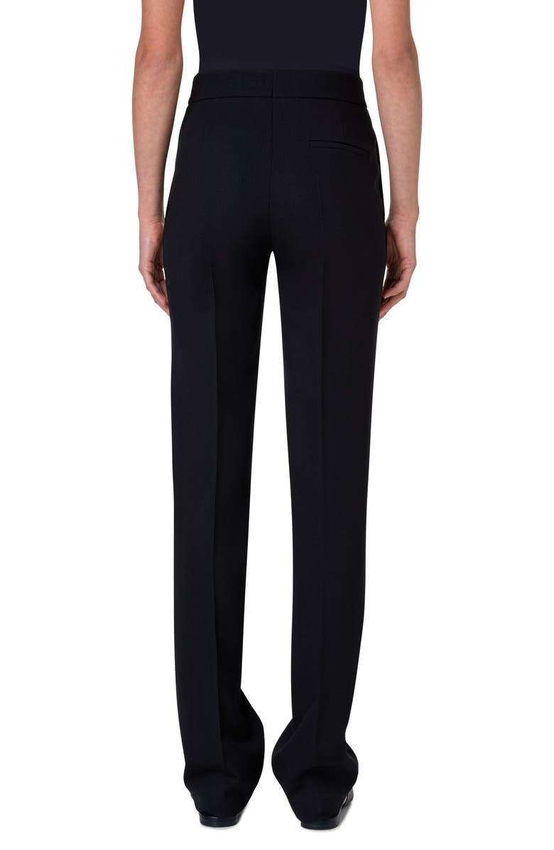 Akris punto Chio Virgin Wool Stretch Crepe Straight Leg Pants, Alternate, color, Black