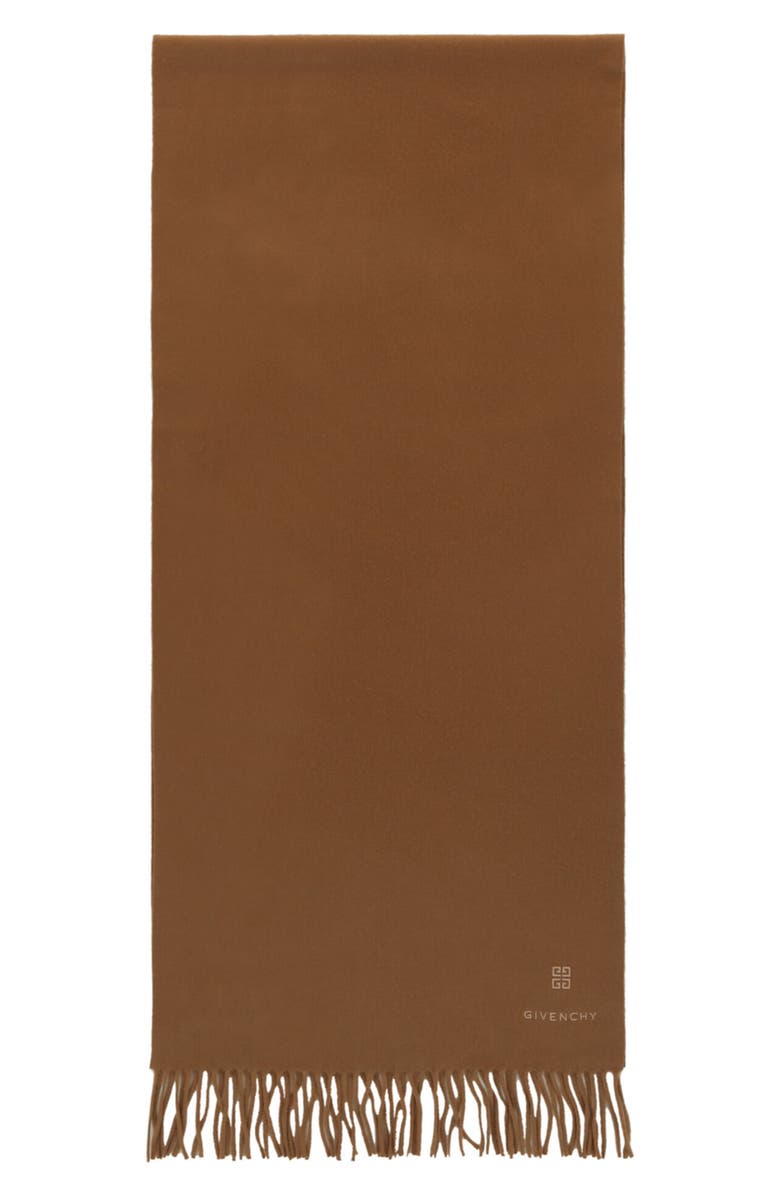 Givenchy Mini 4G Reversible Cashmere Scarf, Main, color, Havana Brown