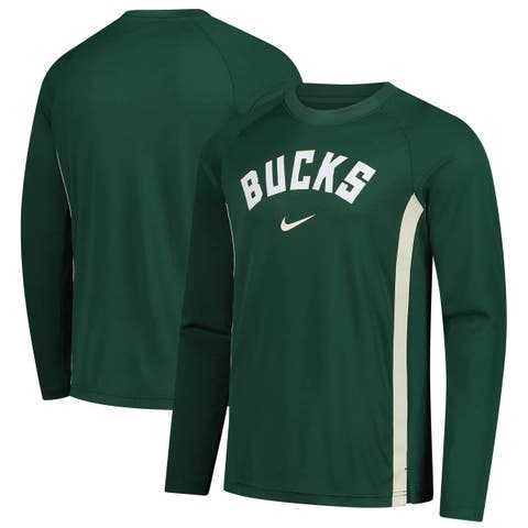 Men's Nike Hunter Green Milwaukee Bucks 2025/26 Authentic Pre-Game Legend Dri-FIT Long Sleeve Shooting Shirt