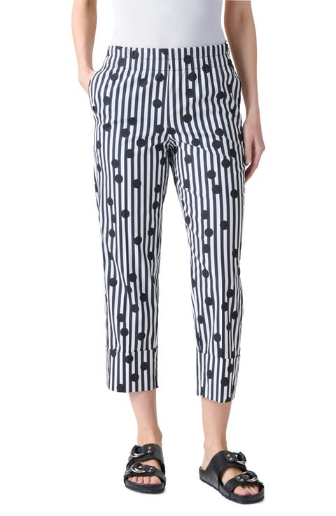 Farrell Cuffed Polka Dot Stripe Cotton Poplin Crop Pants