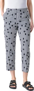 Akris punto Farrell Cuffed Polka Dot Stripe Cotton Poplin Crop Pants
