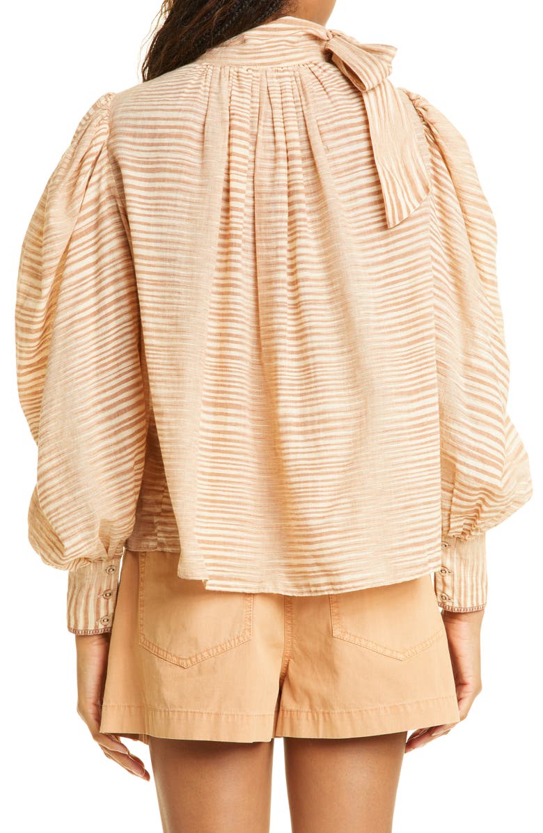 Ulla Johnson Petra Tie Neck Puff Sleeve Blouse, Alternate, color,