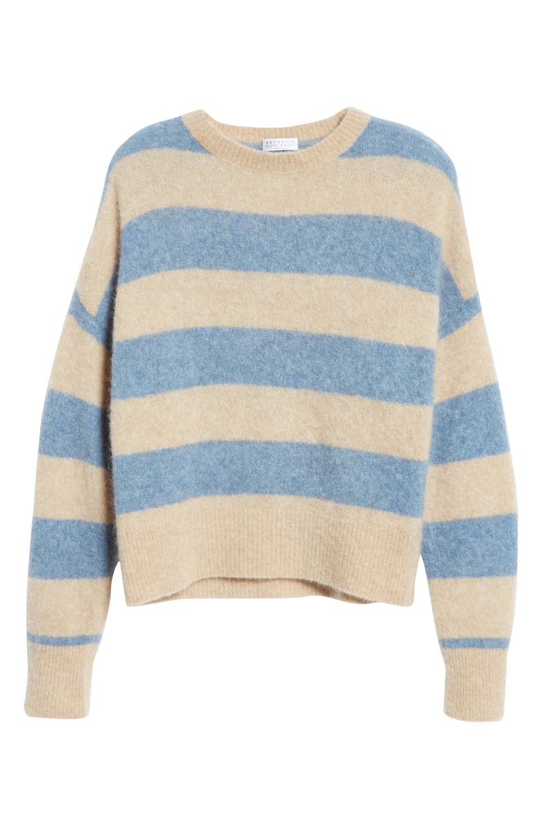 Brunello Cucinelli Stripe Mohair & Wool Blend Sweater, Alternate, color, 