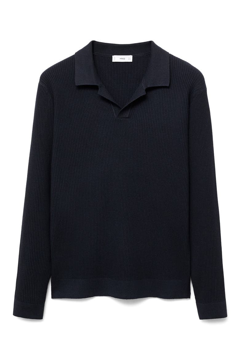 Johnny Collar Rib Polo Sweater, Alternate, color, NAVY