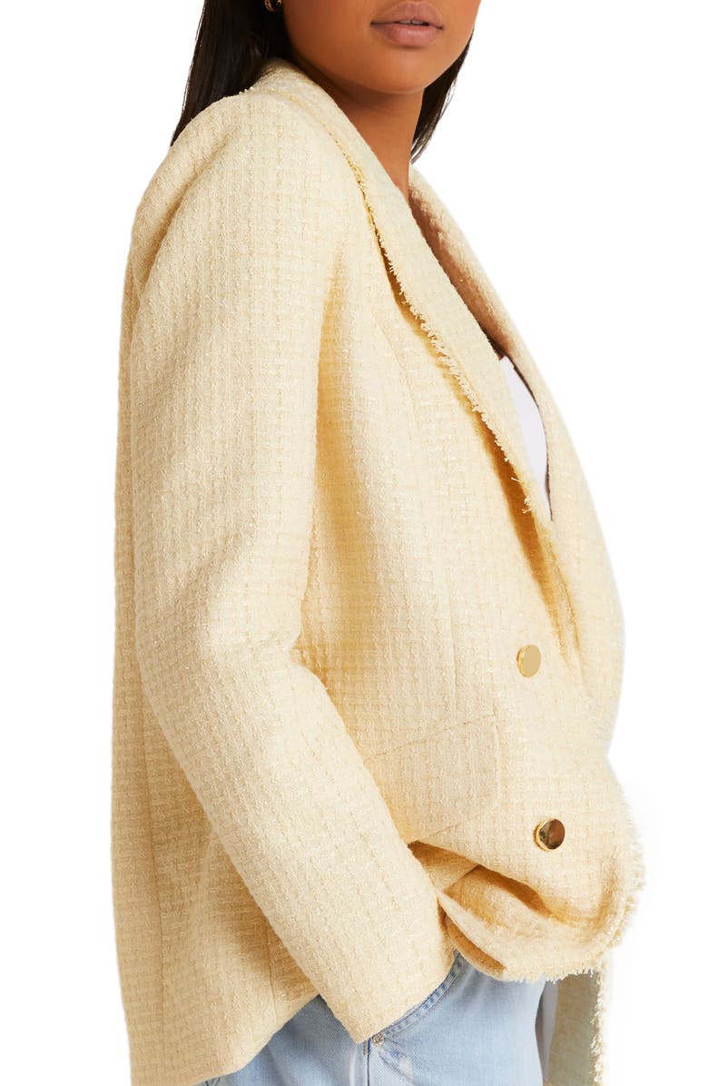River Island Edge to Edge Double Breasted Boucle Blazer, Alternate, color,