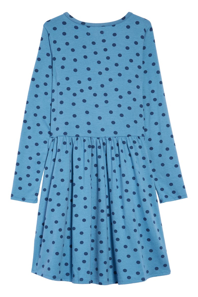 Kids' Print Long Sleeve Dress, Alternate, color, BLUE NIAGARA DOTS