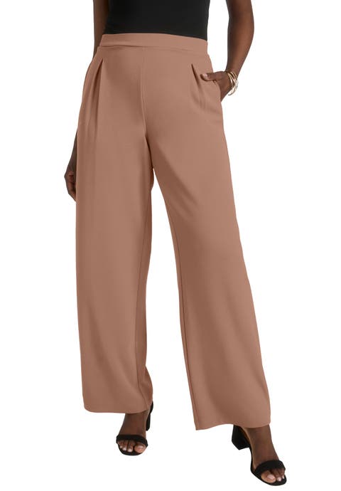 Stretch Knit Crepe Wide Leg Pant (Plus)