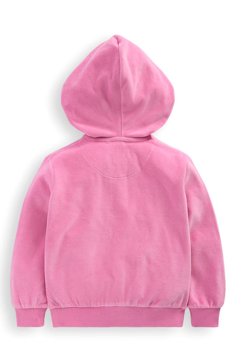 Mini Boden Kids' Heart Pocket Velour Zip-Up Hoodie, Alternate, color, Formica Pink