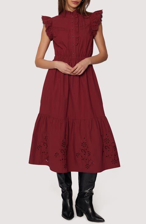 Artista Aura Cap Sleeve Cotton Midi Dress