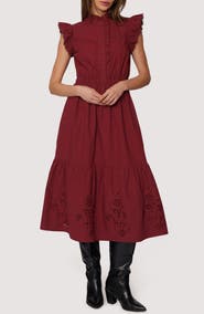 Lost + Wander Artista Aura Cap Sleeve Cotton Midi Dress