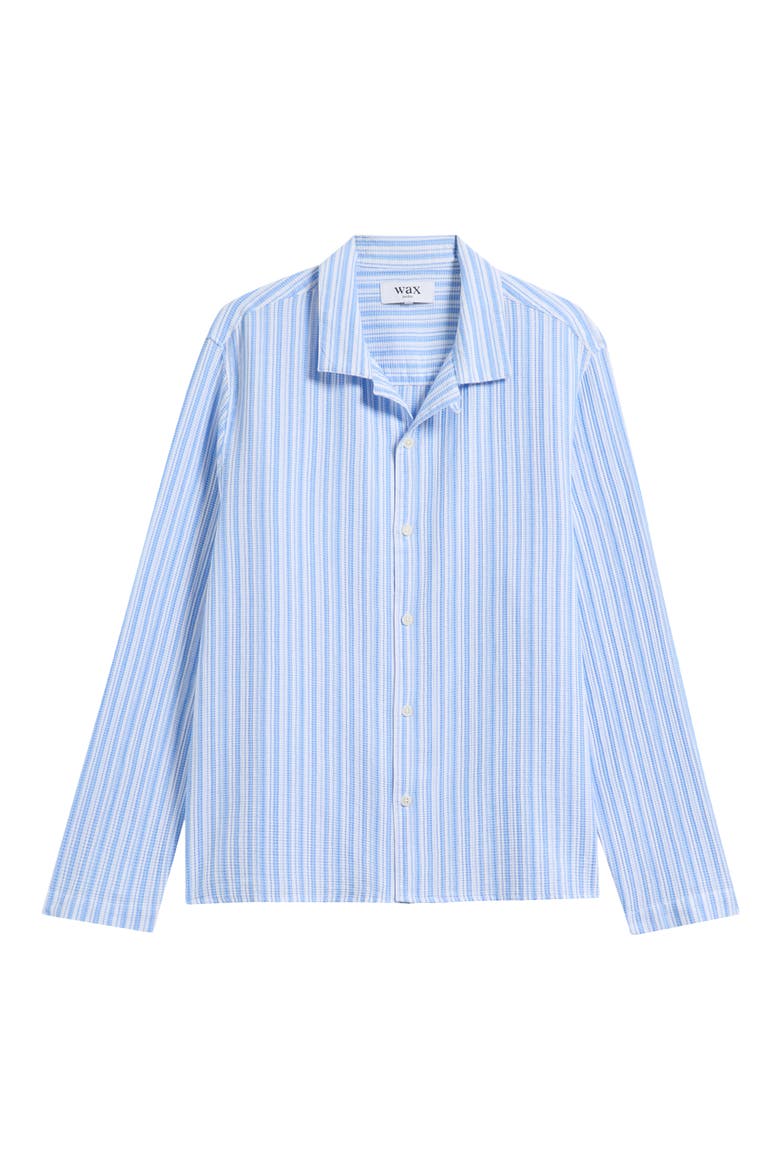Corey Twisted Stripe Long Sleeve Cotton Camp Shirt, Main, color, SKY BLUE