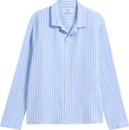 Wax London Corey Twisted Stripe Long Sleeve Cotton Camp Shirt