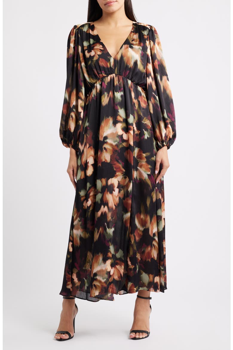 The Filia Long Sleeve Maxi Dress, Main, color, RICH BLACK