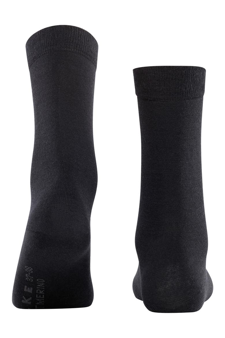 Soft Merino Crew Socks, Alternate, color, BLACK
