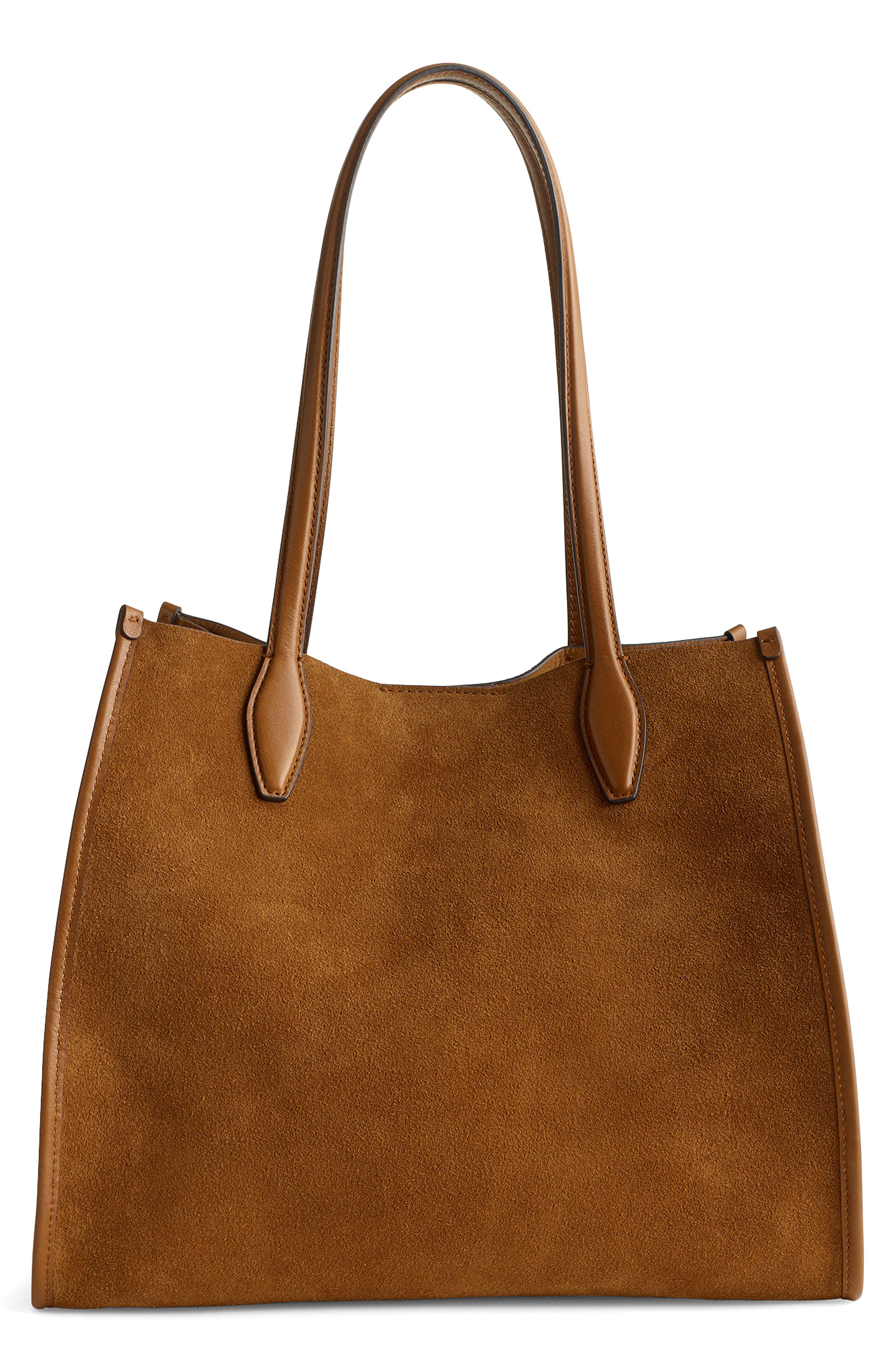 Madewell The Lexington Suede Tote, Alternate, color, Aged Cognac