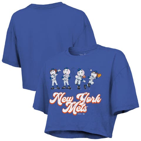 Women's Majestic Threads Royal New York Mets Boxy Crop T-Shirt