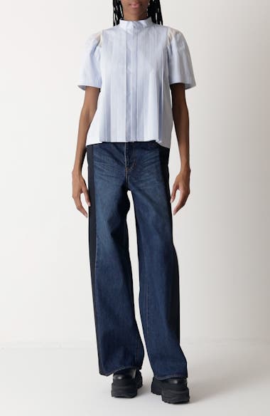 ■sacai■サカイ■ Mixed Media Belted Wide Leg Jeans ■デニム Sacai Mixed Media Belted Wide Leg Jeans | Nordstrom