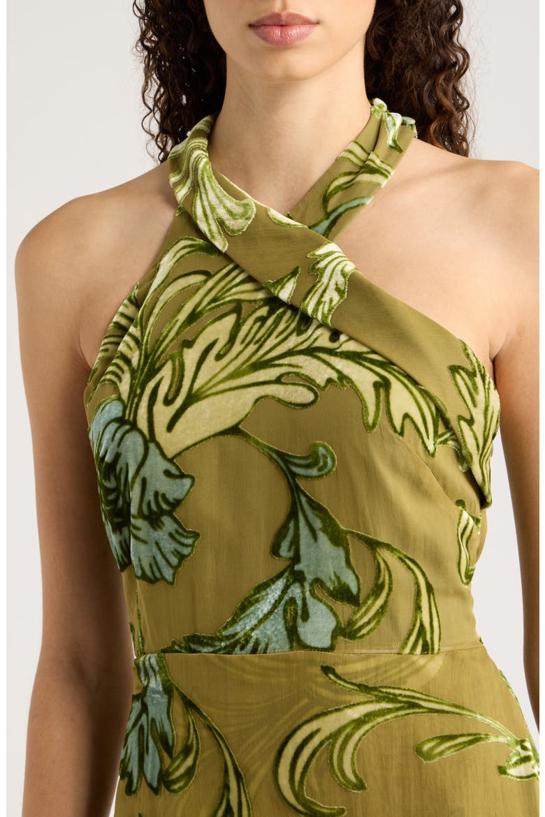 Nella Asymmetric Fringe Midi Dress, Alternate, color, GREEN MULTI