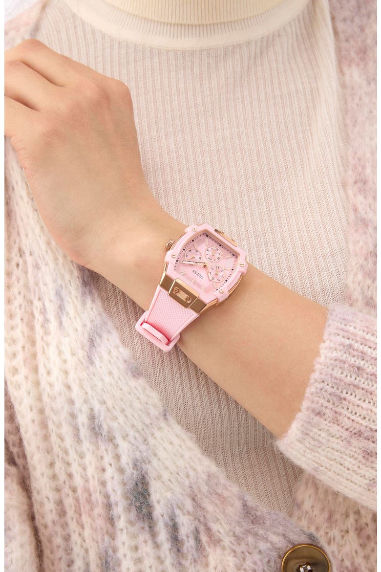 Pink Multifunction Silicone Strap Watch, 35mm, Alternate, color, PINK