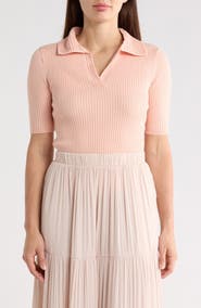 T Tahari Elbow Length Sleeve Polo