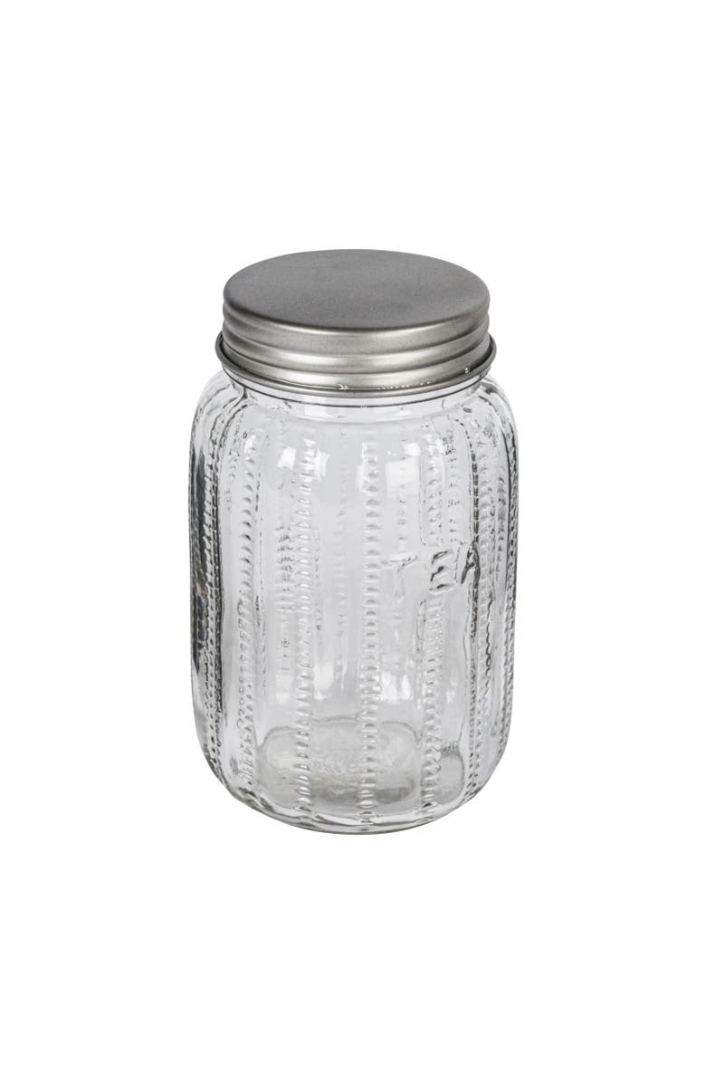 Storied Home Embossed Glass Jar with Metal Lid "Tea", Main, color, Clear