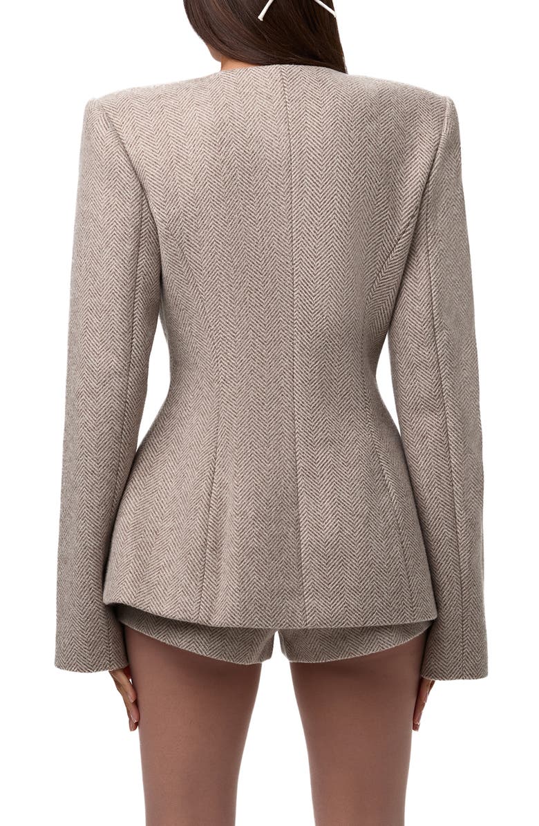 Naked Wardrobe Herringbone Blazer, Alternate, color, Taupe Chevron