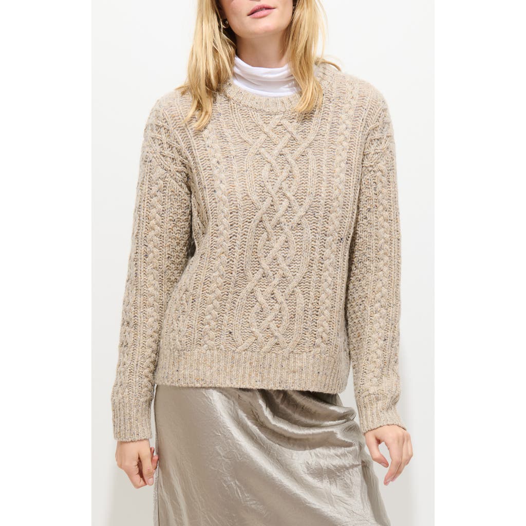 Alex Mill Madelyn Cable Knit Wool Blend Donegal Sweater In Brown