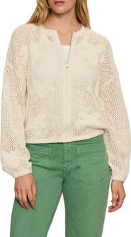 Sanctuary Daily Escape Flower Knit Front Zip Sweater