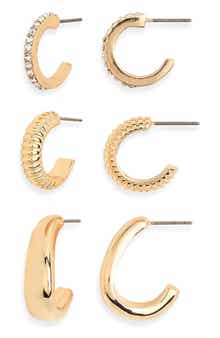 AK ANNE KLEIN Set of 3 Puffy Hoop Earrings