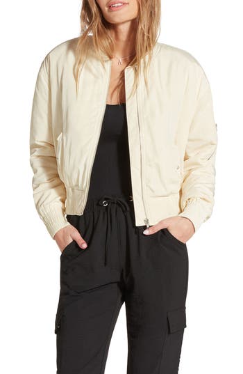 Wishlist Cropped Bomber Jacket In Cream