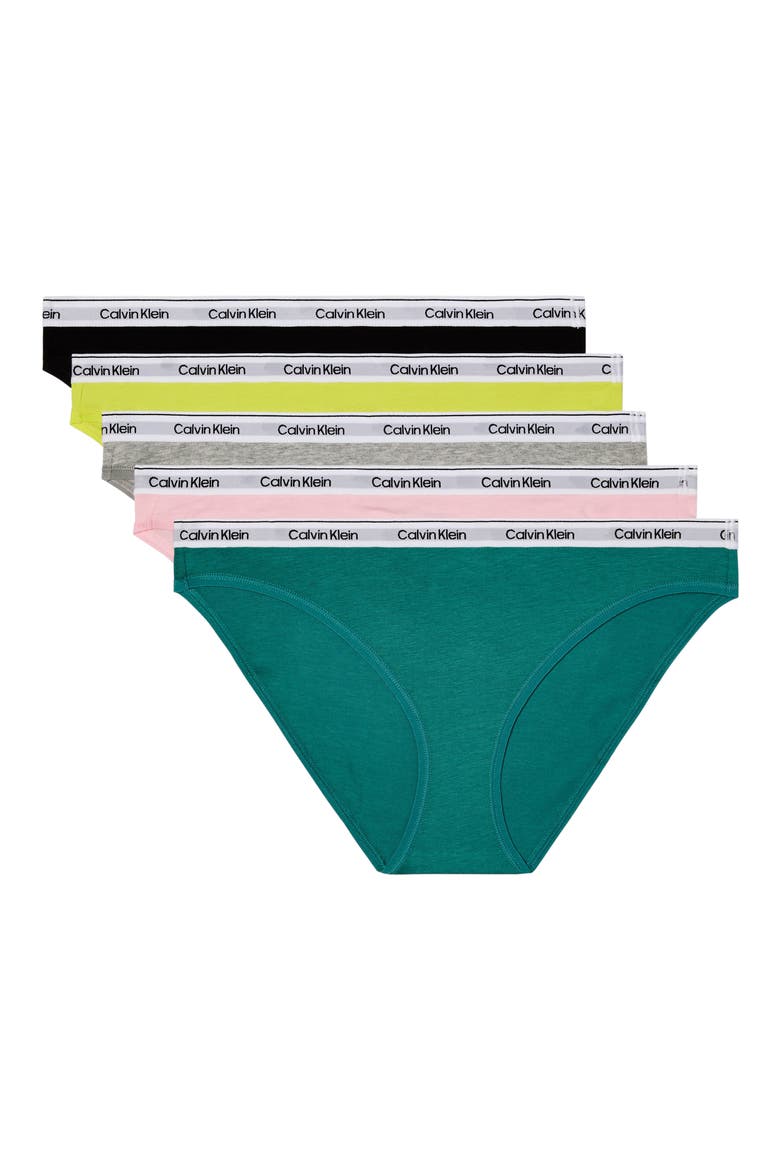 Assorted 5-Pack Logo Bikinis, Main, color, WAD BLACK/ GREY