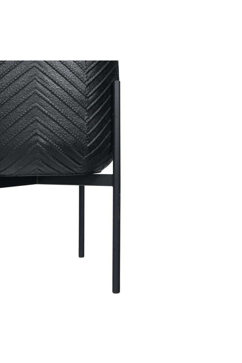 Round Metal Planter with Chevron Pattern on Stand, Black, Alternate, color, Black