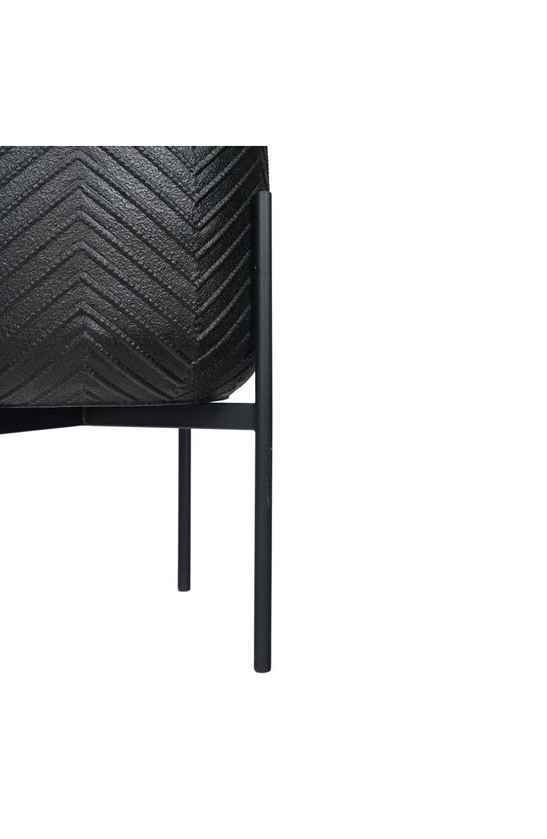 Storied Home Round Metal Planter with Chevron Pattern on Stand, Black, Alternate, color, Black