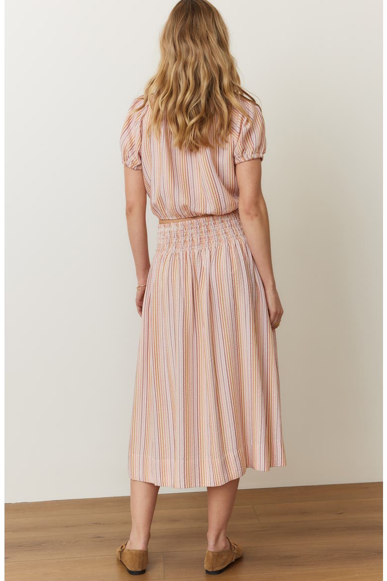 Bea Seersucker Midi Skirt, Alternate, color, SUNSET STRIPE