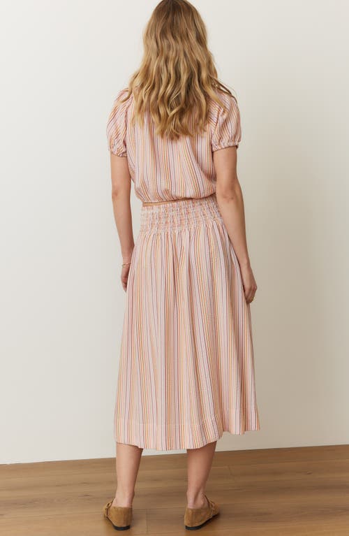 Shop Marine Layer Bea Seersucker Midi Skirt In Sunset Stripe