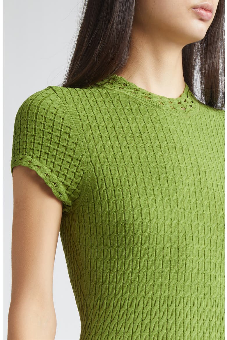 Gradient Cable Fit & Flare Sweater Dress, Alternate, color, PEASHOOT