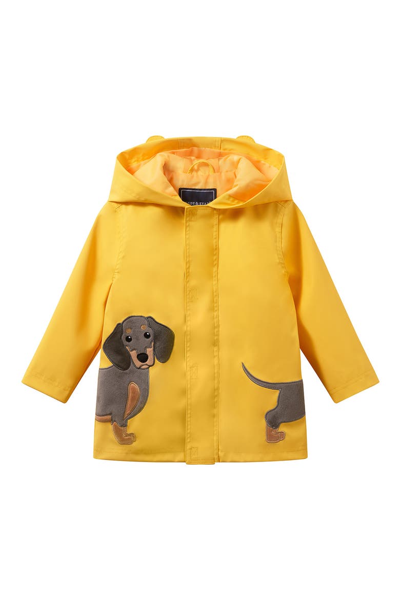 Kids' Patterned Rain Coat, Main, color, YELLOW DOG