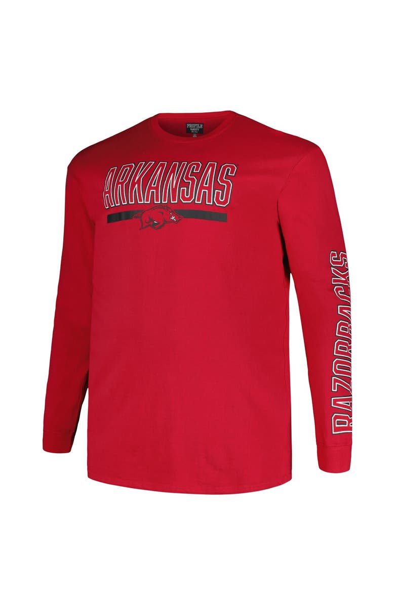 PROFILE Men's Profile Cardinal Arkansas Razorbacks Big & Tall Two-Hit Graphic Long Sleeve T-Shirt, Alternate, color, Cardinal