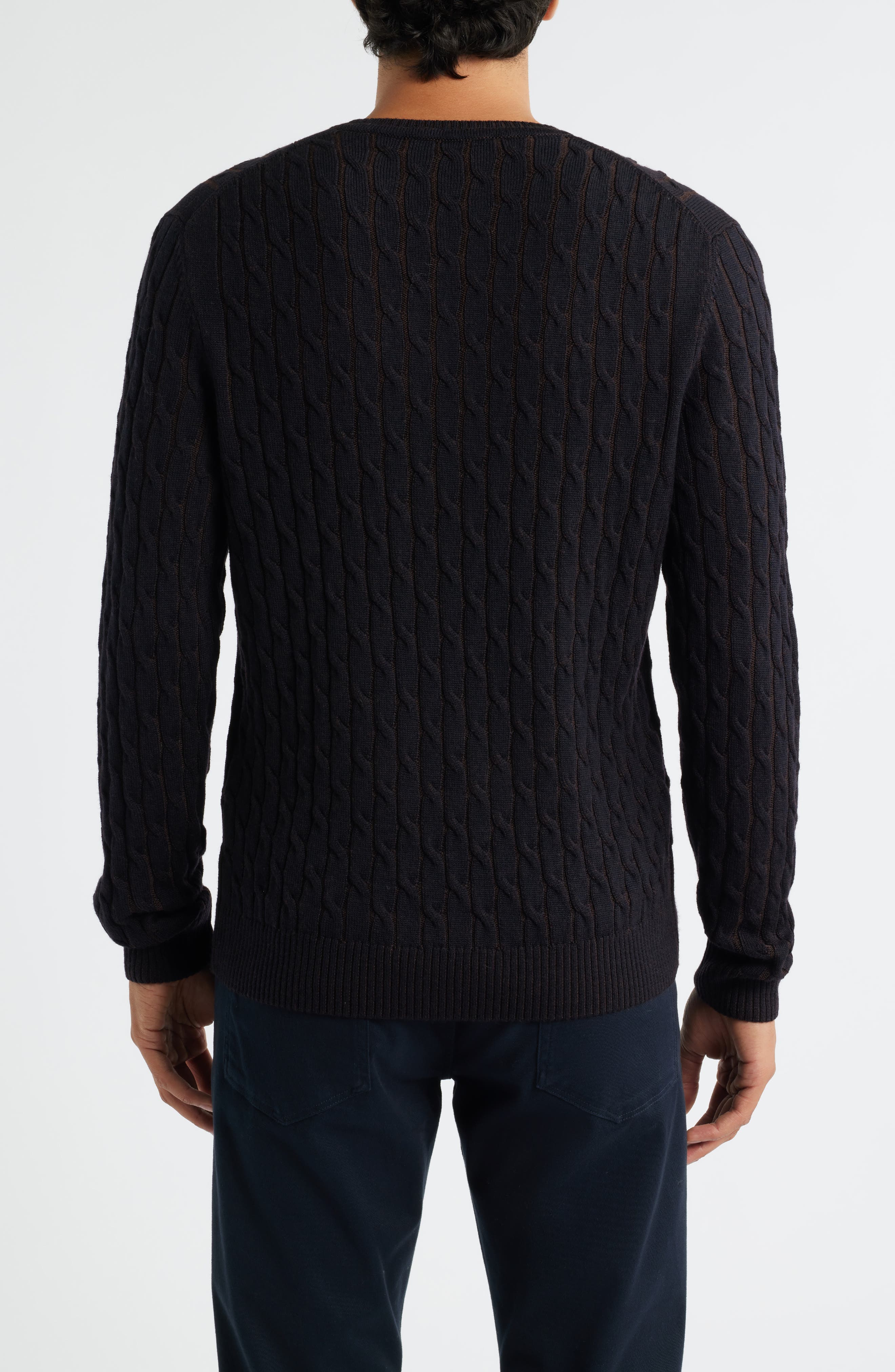 Crewneck Merino Wool Cable Sweater - image 4