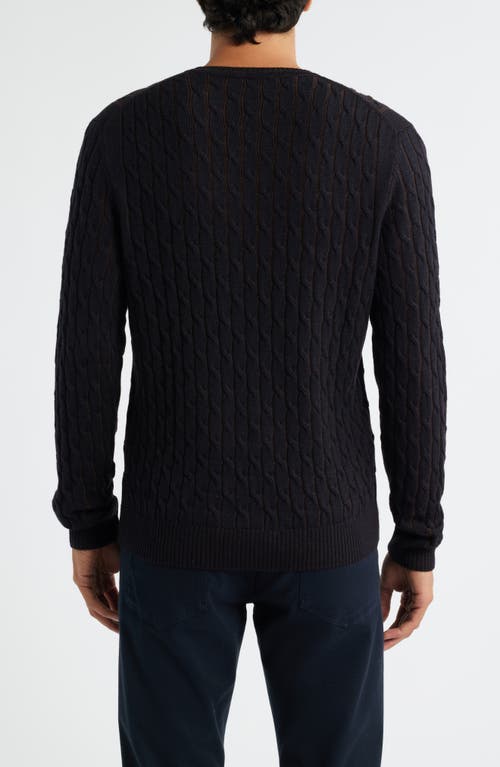 Jack Victor Crewneck Merino Wool Cable Sweater In Blue