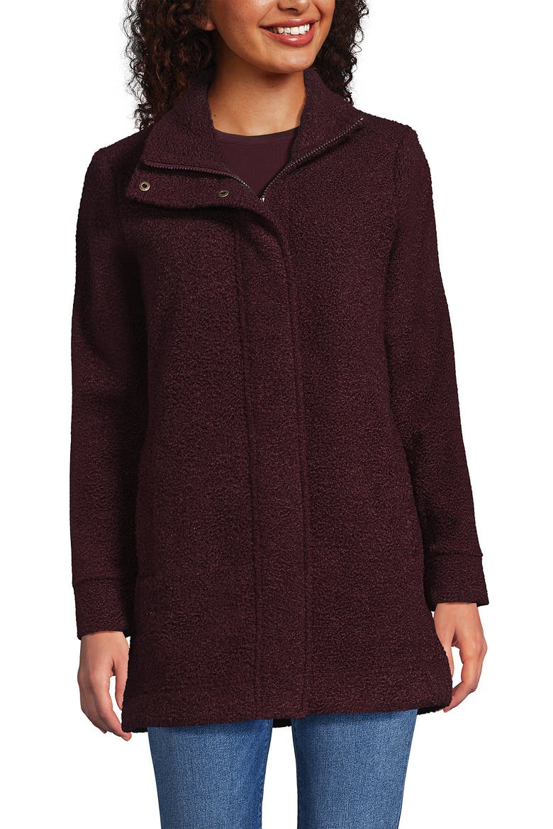 Tall Boucle Fleece Coat, Alternate, color, Lush Burgundy