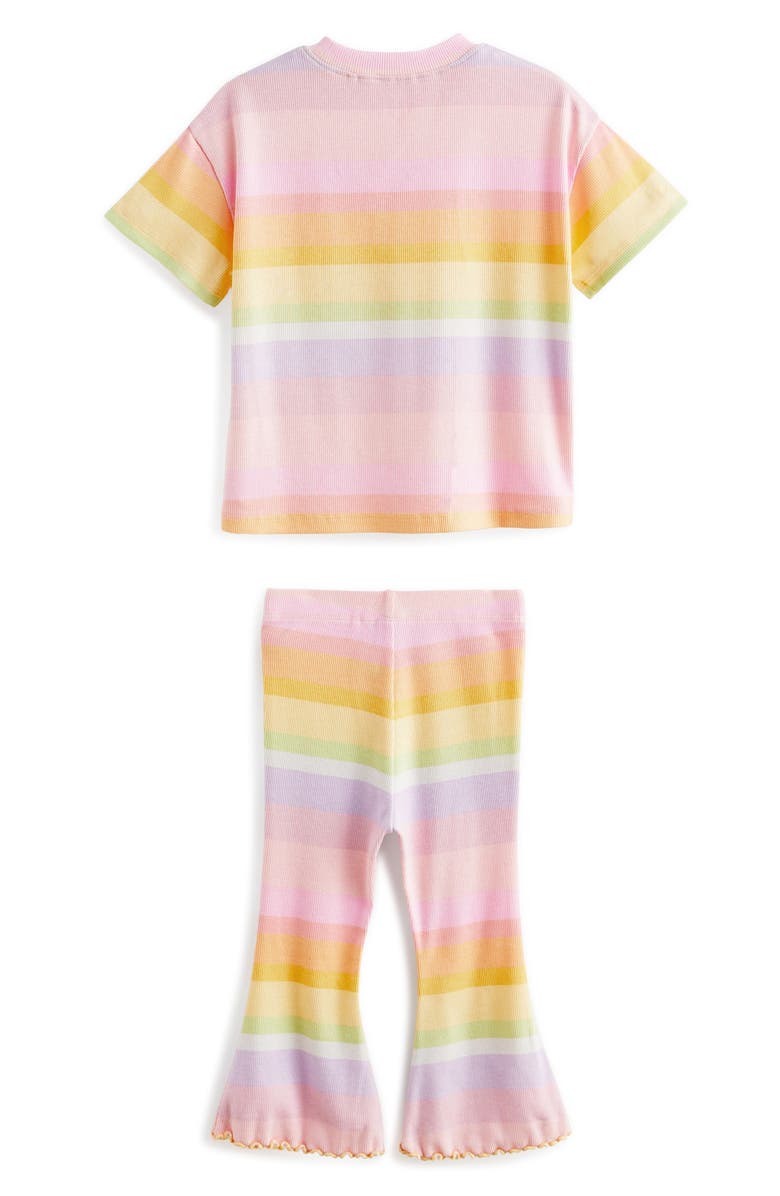 NEXT Kids' Rainbow Stripe Cotton T-Shirt & Leggings Set, Alternate, color, 