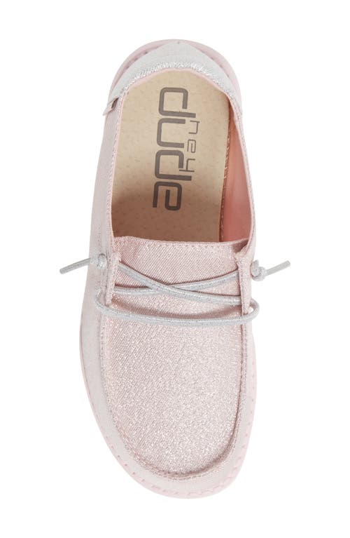 Hey Dude Wendy Sparkling Moc Toe Sneaker In Sparkling Pink